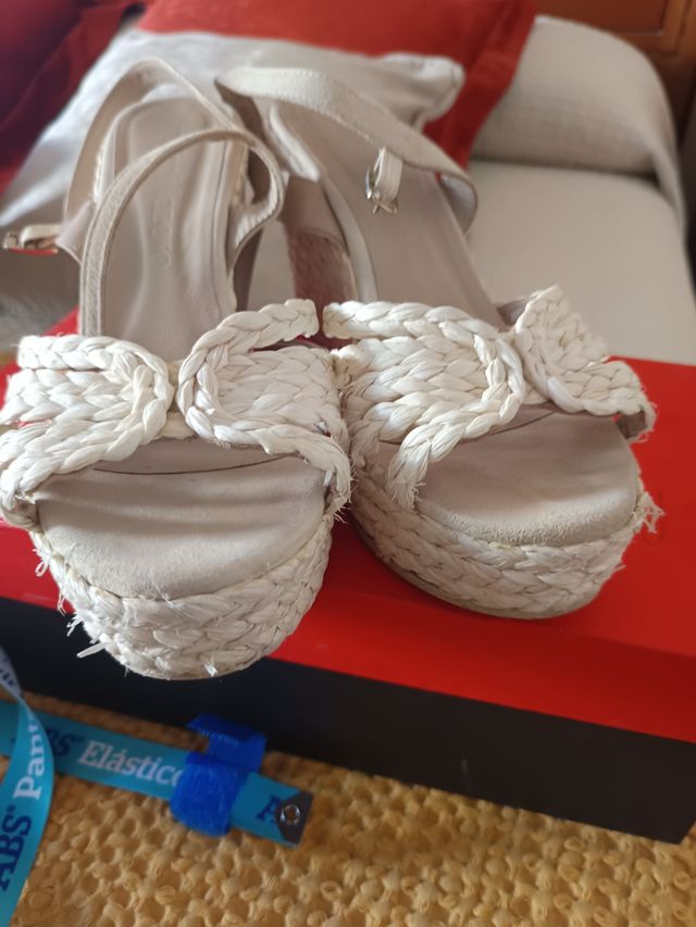Cuñas esparto blanco roto talla 38