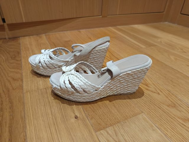 Cuñas esparto blanco roto talla 38