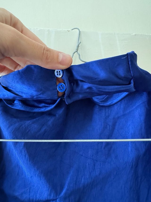 Vestido comprido Zara azul sem costas, tamanho XS