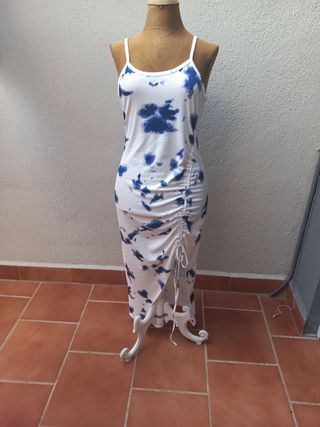 Vestido blanco y azul - veraniego.