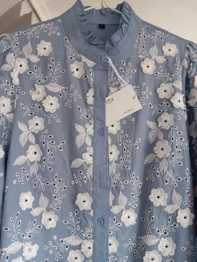 Blusa bordada azul - Talla L