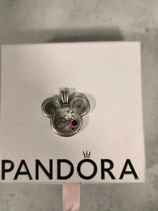 Collar Pandora Plata - Corazon y Mickey