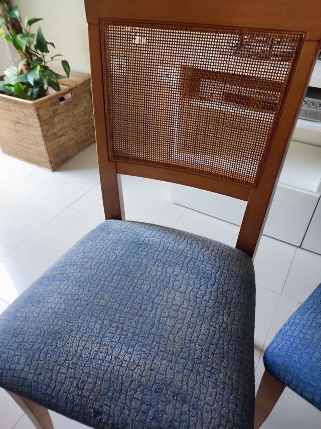 5 sillas comedor madera azul