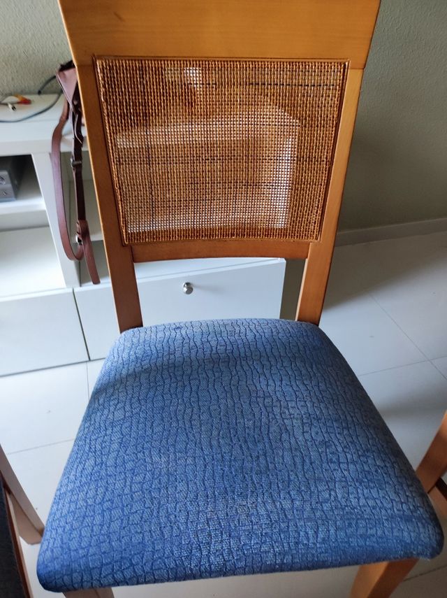5 sillas comedor madera azul