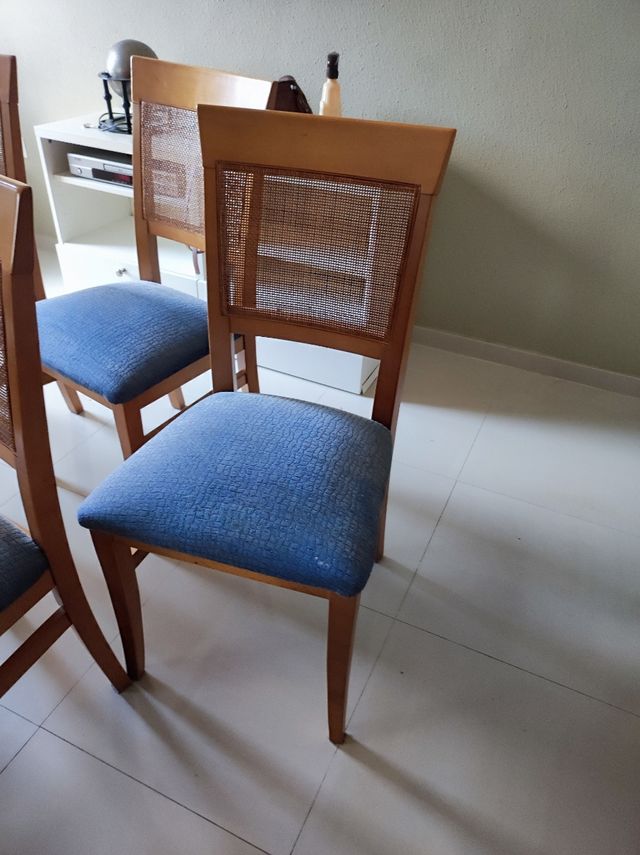 5 sillas comedor madera azul