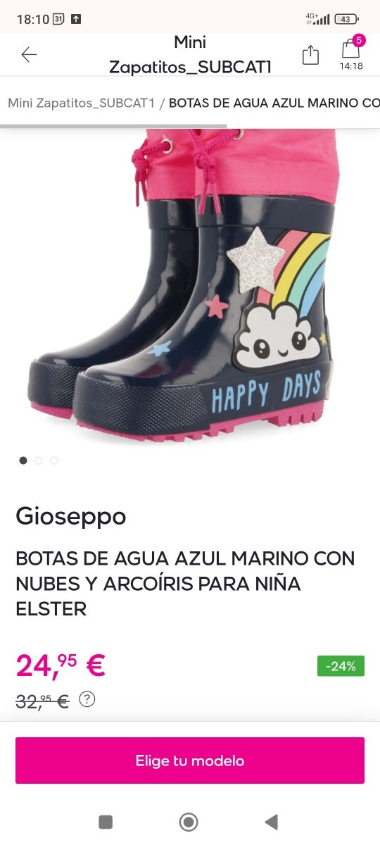 Botas Gioseppo niña talla 21