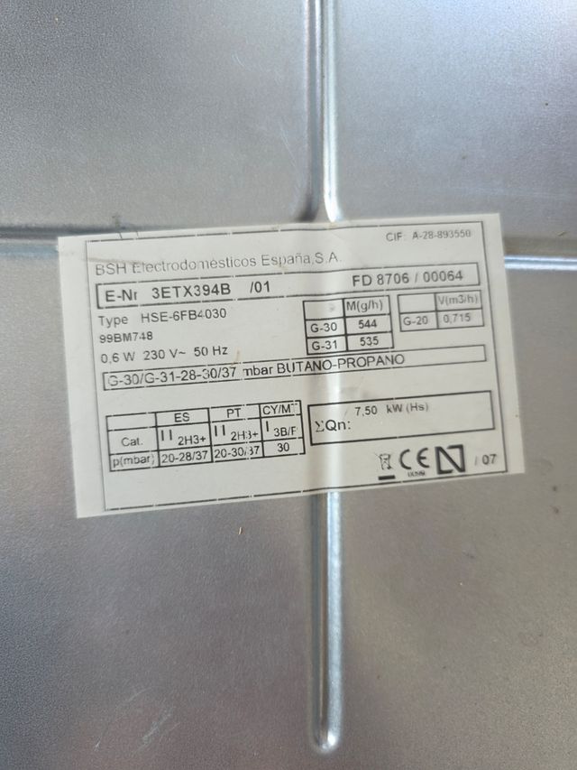 Placa inox Balay 3ETX464B/01