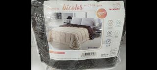 Edredón Bicolor reversible Microfibra Marrón Beige