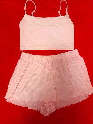 Pijama rosa - Top y shorts