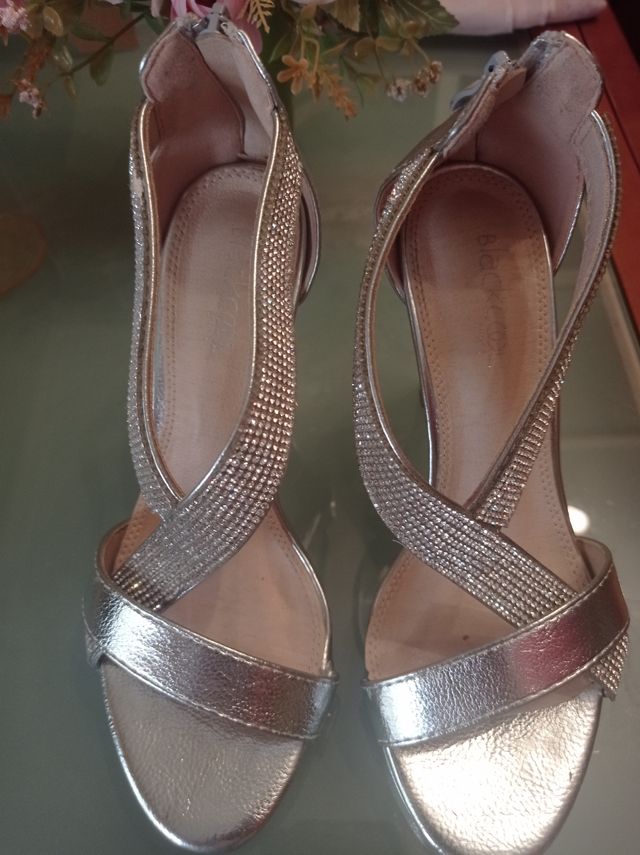 Sandalias Plata Brillantes