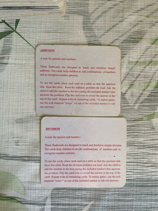 Cartas matemáticas niños: Suma, resta, división...