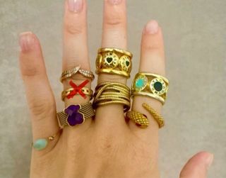 8 Anillos BimbayLola&Tous dorados-con certificados