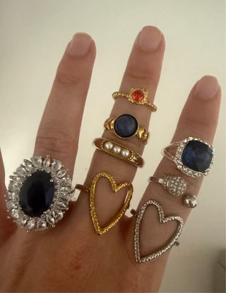 8 Anillos Ajustables Dorados y Plateados - Acero