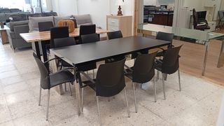 Mesa oficina 8 comensales - Negro/Plat