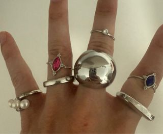 Anillos Plata Ajustables - 7 piezas