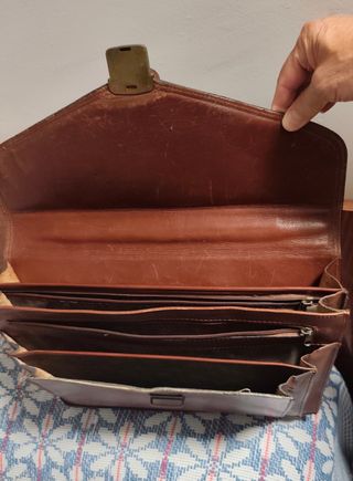 Cartera Cuero Marrón Vintage
