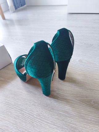 Zapatos fiesta terciopelo verde