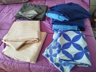 Juego sábanas - Beige,  Azul y Verde 