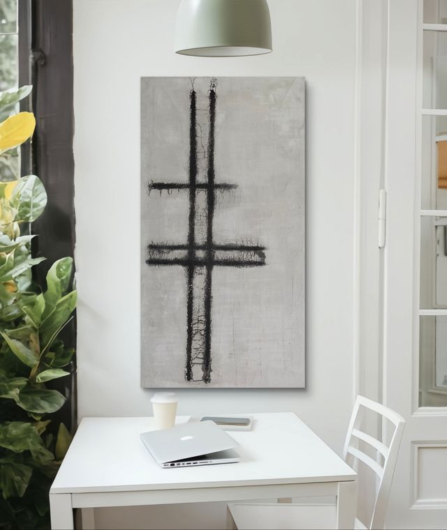 Quadro astratto grigio-nero