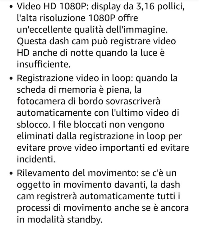 Telecamera auto HD 1080p