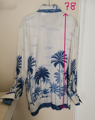 Blusa seda azul y blanca | Talla XL