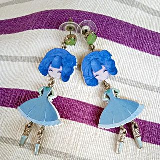Pendientes bisutería: azul & plata