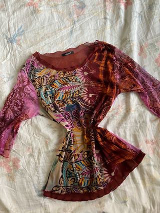 Boh y2k paisley vintage fairy mesh top