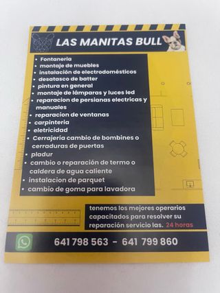 servicios de manitas atendemos su emergencia 24/7.
