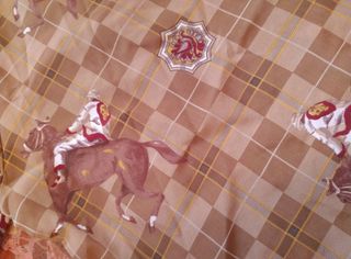 Camisa cuadros beige y marrón caballos