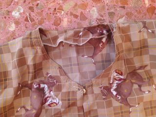 Camisa cuadros beige y marrón caballos
