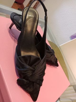 Zapatos Mango negros, tacón bajo