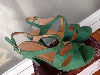 Zapatos tacón verde mujer 37