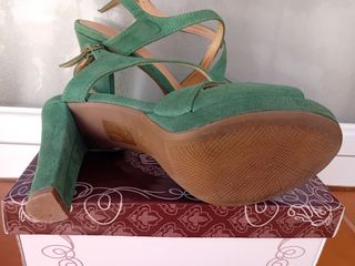 Zapatos tacón verde mujer 37