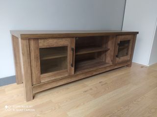 Mueble TV marrón - Madera y cristal