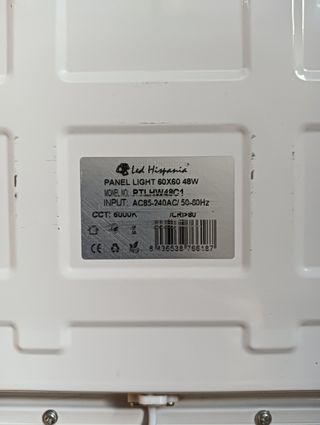 Panel LED 60x60cm. Iluminación