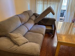 Sofá chaise longue gris - 3 plazas