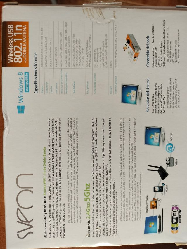 Adaptador USB WiFi SVEON 2.4/5GHz