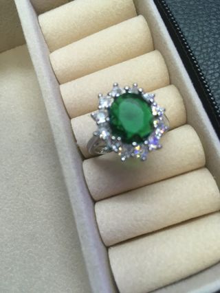 Anillo plata 925 color verde esmeralda