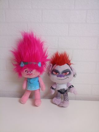 2 Peluches Trolls Poppy y Barb