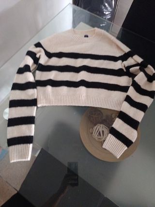 Jersey rayas beige-negro, talla S