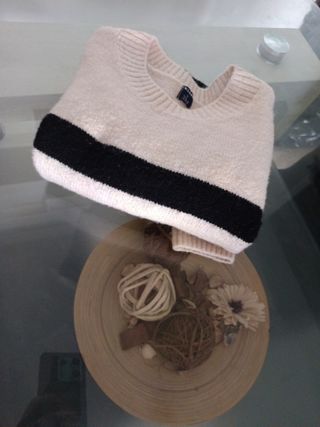Jersey rayas beige-negro, talla S