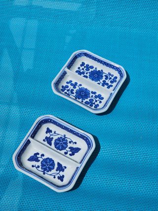 Piattini cinesi decorati porcellana set lotto -2pt