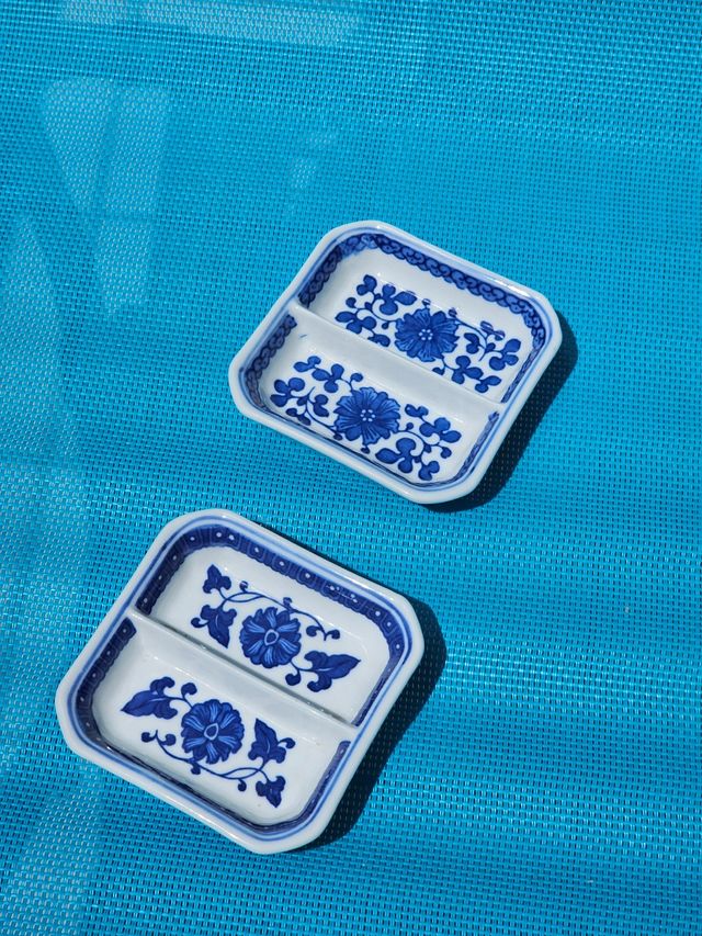 Piattini cinesi decorati porcellana set lotto -2pt