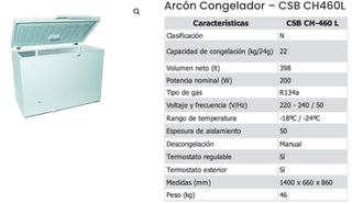 Arcón Congelador CSB CH-460L - 398L