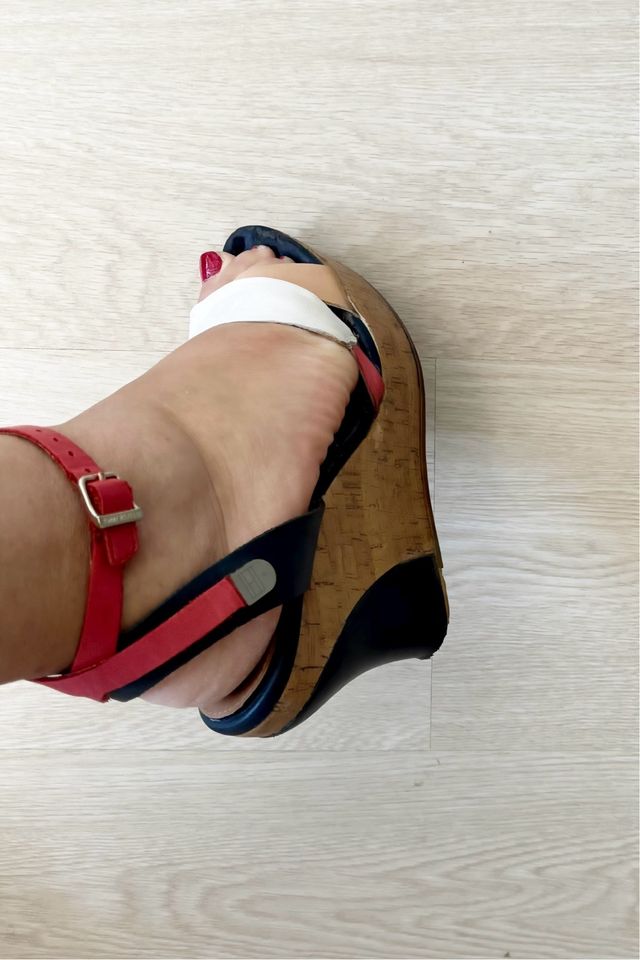 Sandalias Tommy Hilfiger Piel rojas-blancas