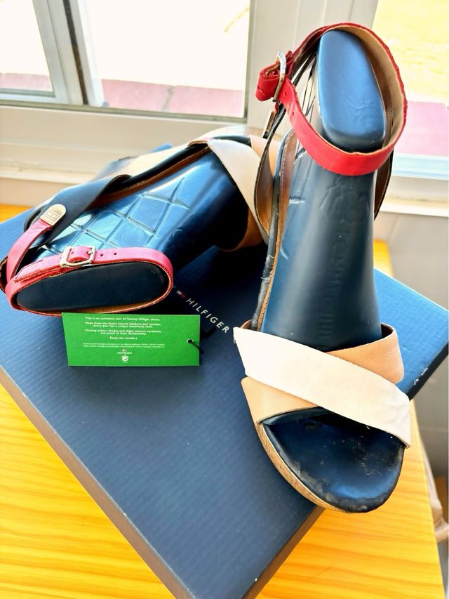 Sandalias Tommy Hilfiger Piel rojas-blancas