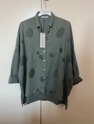 Camicia Rosso35 lino verde oliva