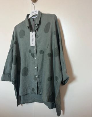 Camicia Rosso35 lino verde oliva