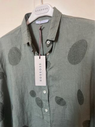 Camicia Rosso35 lino verde oliva