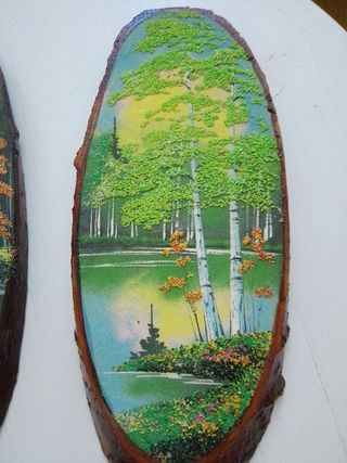 2 Quadri paesaggistici in legno